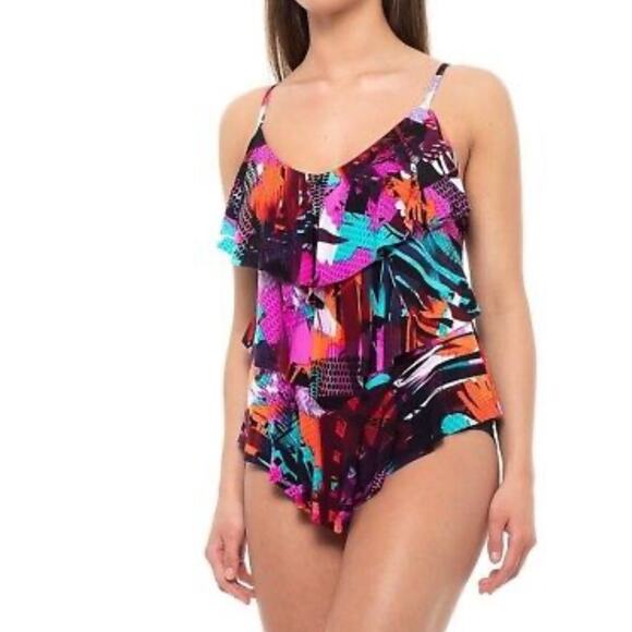 MagicSuit NWOT Cypress Rita Women's Tankini Bathing Suit Top Swim Size 10 Large - Picture 1 of 9